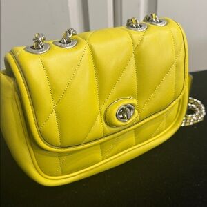 COACH Madison Yellow Quilted Crossbody Chain Shoulder Bag
